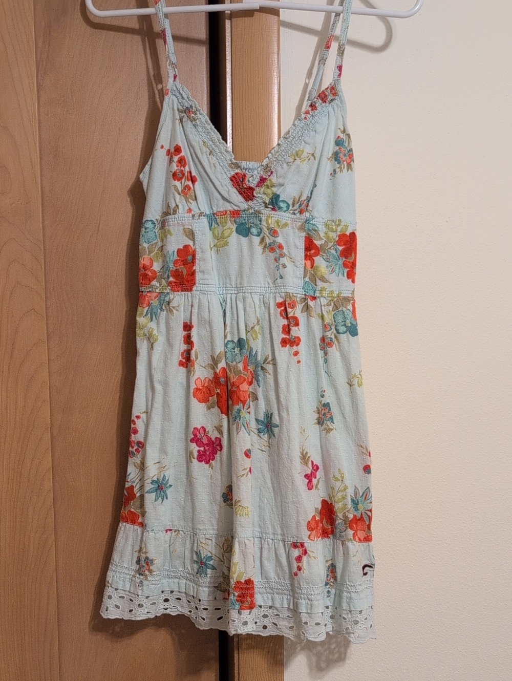 Hollister Light Blue Floral Spaghetti-Strap Sundress